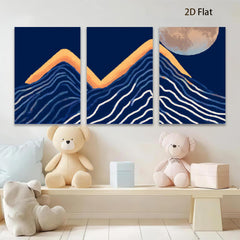 2D flat 1pc Mountainscape under luminous moon wall art for living room bedroom home decor farmhouse style modern minimalist gallery wrapped canvas prints
