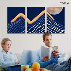 2D flat 1pc Mountainscape under luminous moon wall art for living room bedroom home decor farmhouse style modern minimalist gallery wrapped canvas prints