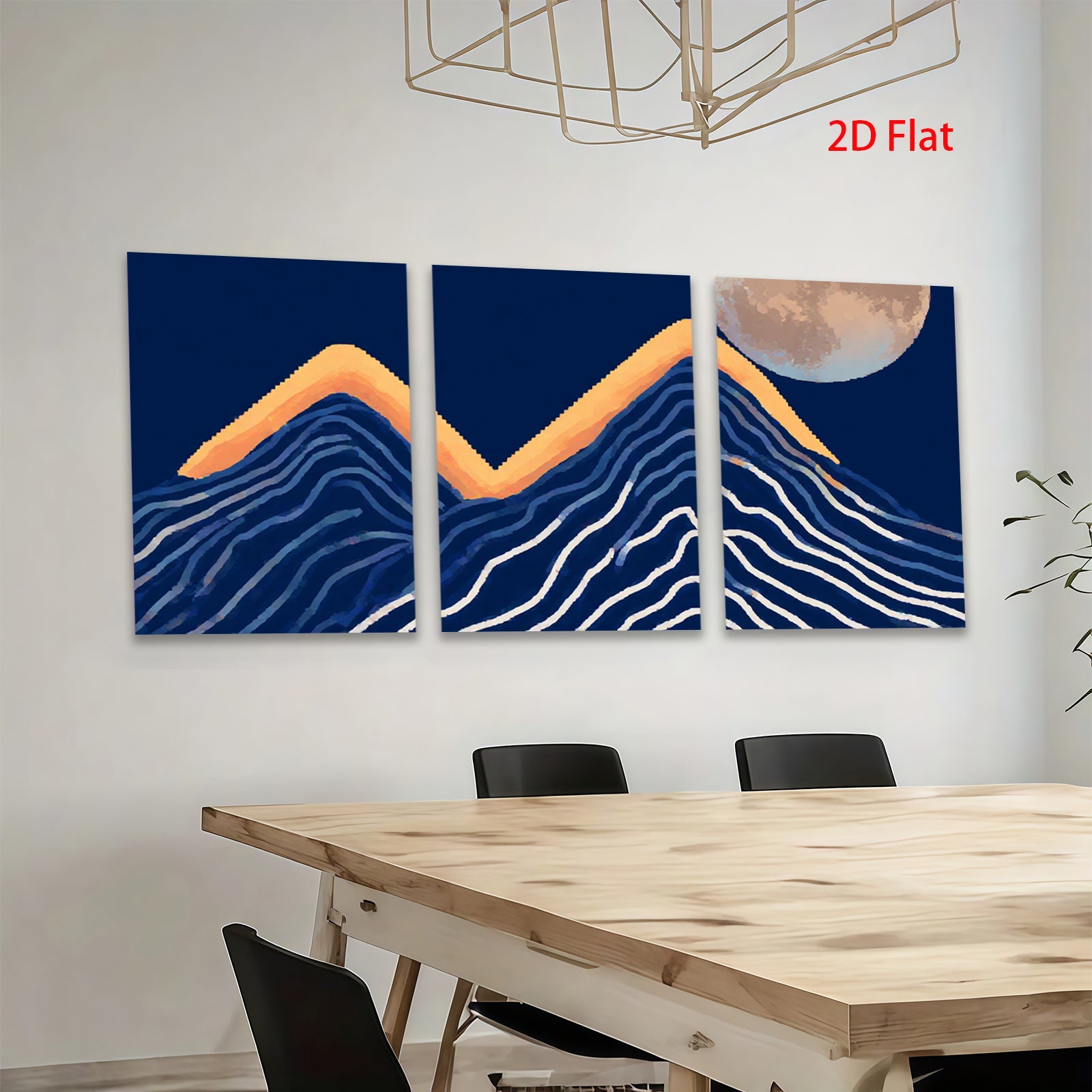2D flat 1pc Mountainscape under luminous moon wall art for living room bedroom home decor farmhouse style modern minimalist gallery wrapped canvas prints