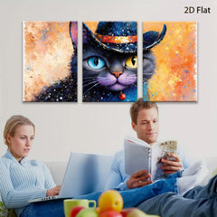 2D flat 1pc Mystic Cat Portrait Whimsical Home Decor Living Room Bedroom Art Wall Hanging Modern Farmhouse Style Gallery Wrapped Canvas Prints