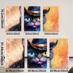 2D flat 1pc Mystic Cat Portrait Whimsical Home Decor Living Room Bedroom Art Wall Hanging Modern Farmhouse Style Gallery Wrapped Canvas Prints