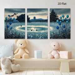 2D flat 1pc Mystic Forest Ring Floral Scene Wall Art Living Room Bedroom Decor Farmhouse Style Modern Canvas Prints Gallery Wrapped Ready to Hang
