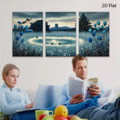 2D flat 1pc Mystic Forest Ring Floral Scene Wall Art Living Room Bedroom Decor Farmhouse Style Modern Canvas Prints Gallery Wrapped Ready to Hang