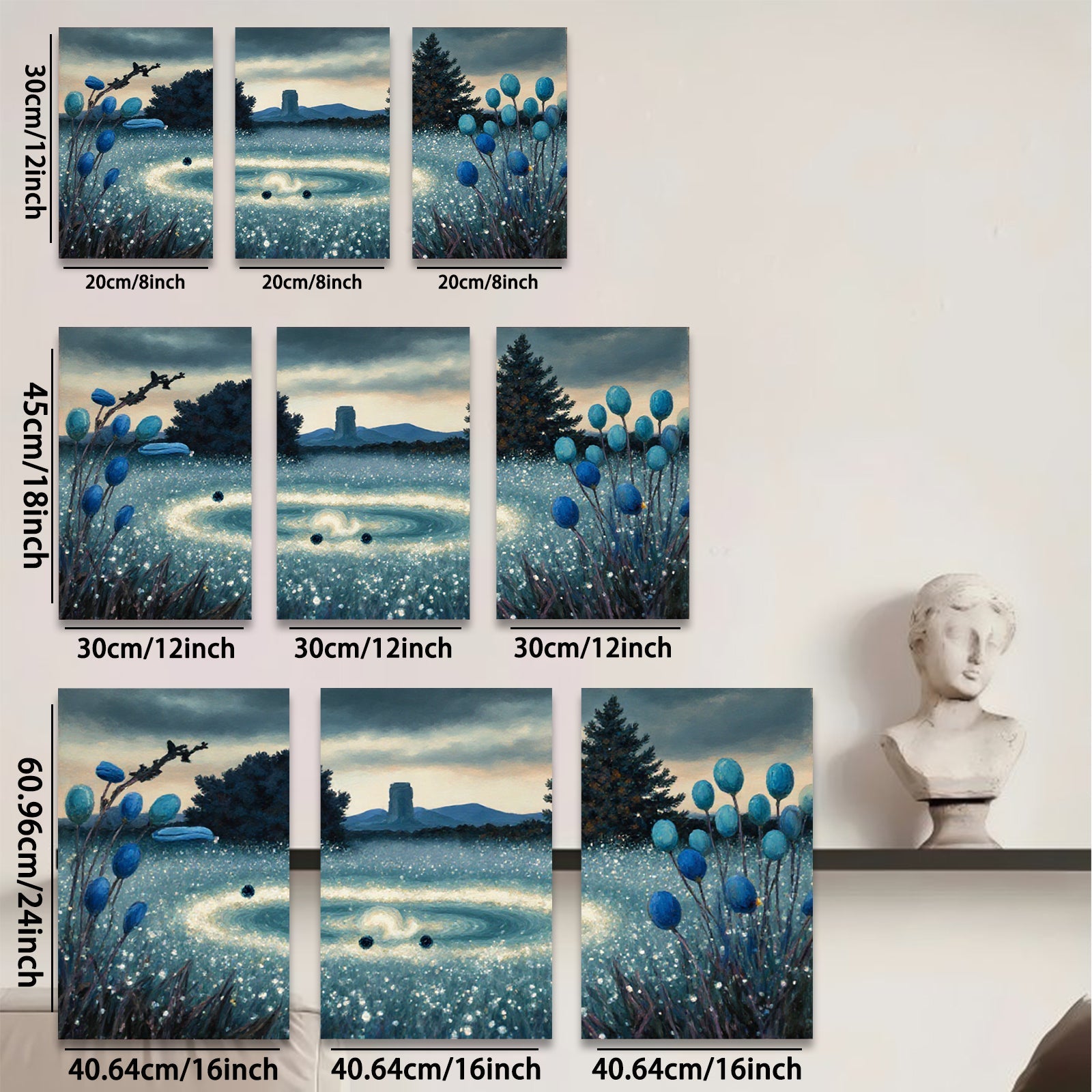 2D flat 1pc Mystic Forest Ring Floral Scene Wall Art Living Room Bedroom Decor Farmhouse Style Modern Canvas Prints Gallery Wrapped Ready to Hang