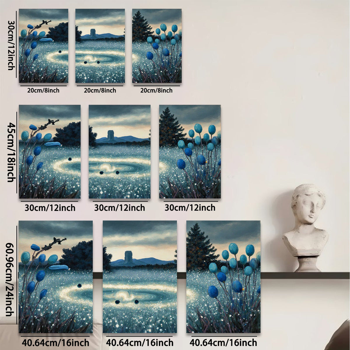 2D flat 1pc Mystic Forest Ring Floral Scene Wall Art Living Room Bedroom Decor Farmhouse Style Modern Canvas Prints Gallery Wrapped Ready to Hang