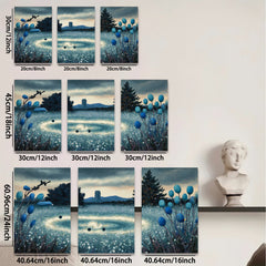 2D flat 1pc Mystic Forest Ring Floral Scene Wall Art Living Room Bedroom Decor Farmhouse Style Modern Canvas Prints Gallery Wrapped Ready to Hang