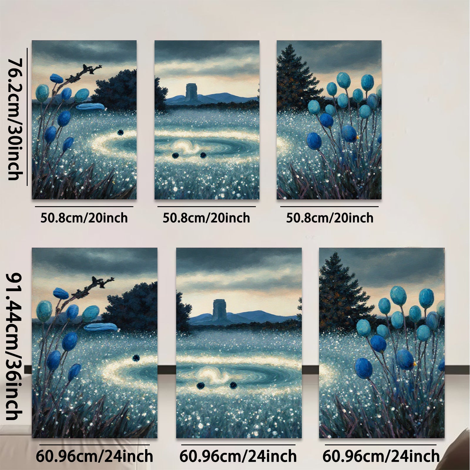 2D flat 1pc Mystic Forest Ring Floral Scene Wall Art Living Room Bedroom Decor Farmhouse Style Modern Canvas Prints Gallery Wrapped Ready to Hang