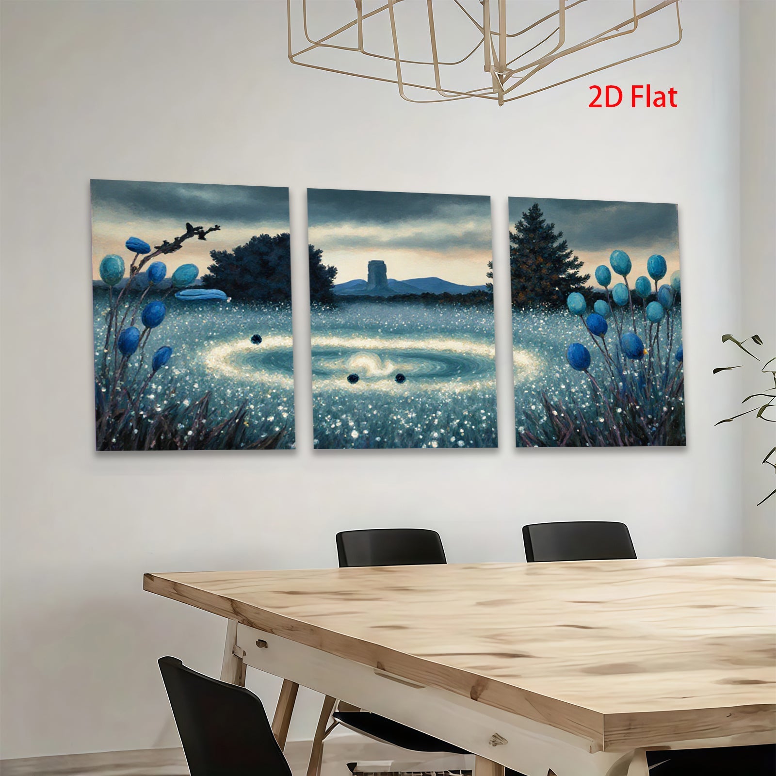 2D flat 1pc Mystic Forest Ring Floral Scene Wall Art Living Room Bedroom Decor Farmhouse Style Modern Canvas Prints Gallery Wrapped Ready to Hang