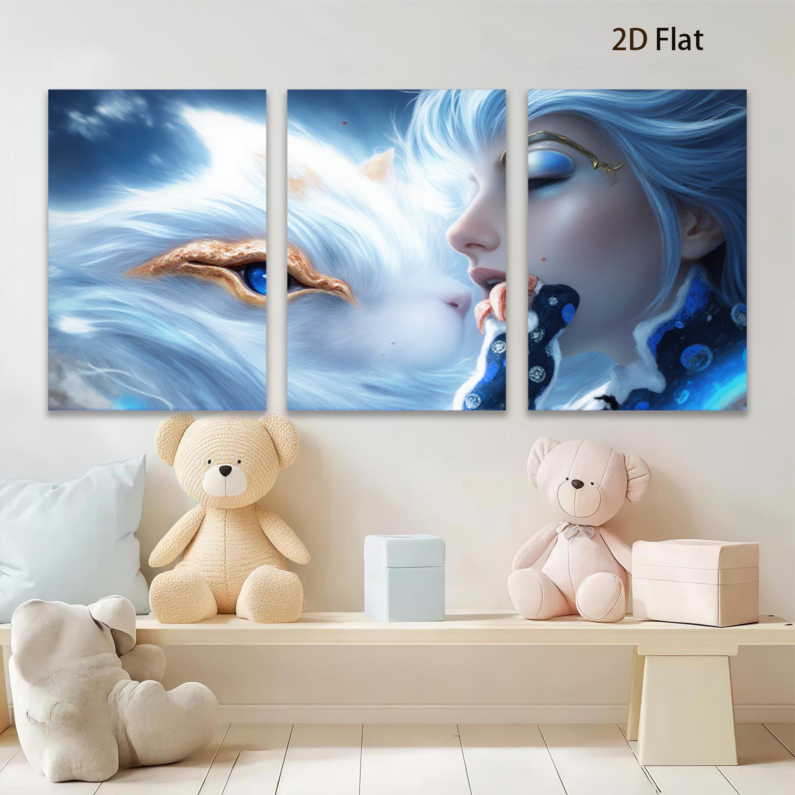 2D flat 1pc Mystical White Tiger Spirit Portrait Fantasy Art Wall Decor Living Room Bedroom Modern Canvas Prints Home Decorations Gift Ideas Trending Now