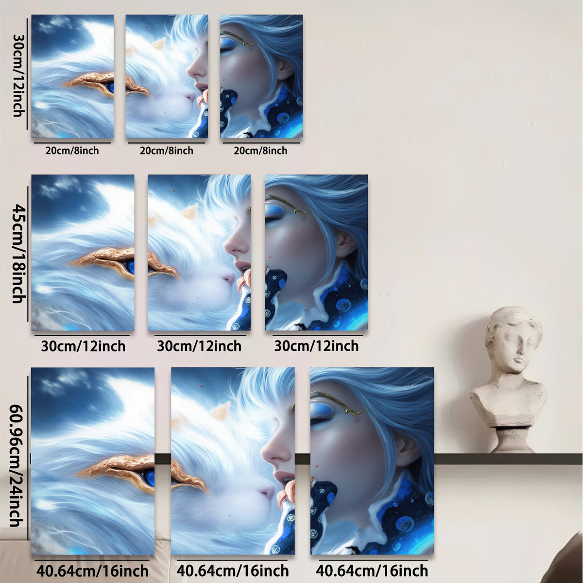 2D flat 1pc Mystical White Tiger Spirit Portrait Fantasy Art Wall Decor Living Room Bedroom Modern Canvas Prints Home Decorations Gift Ideas Trending Now