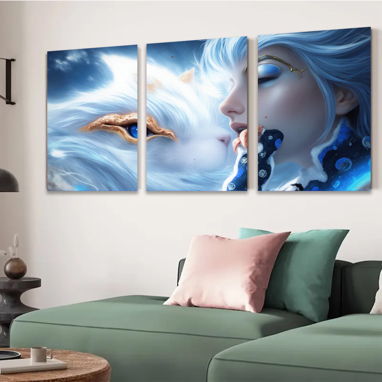 2D flat 1pc Mystical White Tiger Spirit Portrait Fantasy Art Wall Decor Living Room Bedroom Modern Canvas Prints Home Decorations Gift Ideas Trending Now