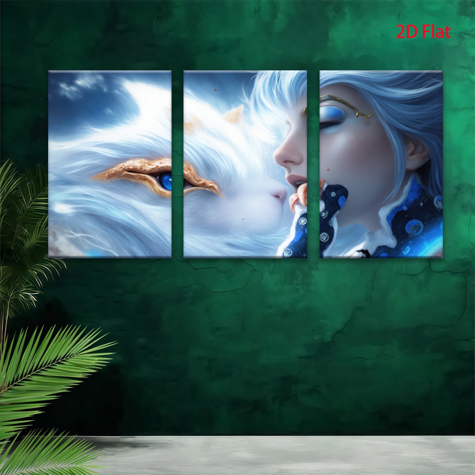 2D flat 1pc Mystical White Tiger Spirit Portrait Fantasy Art Wall Decor Living Room Bedroom Modern Canvas Prints Home Decorations Gift Ideas Trending Now