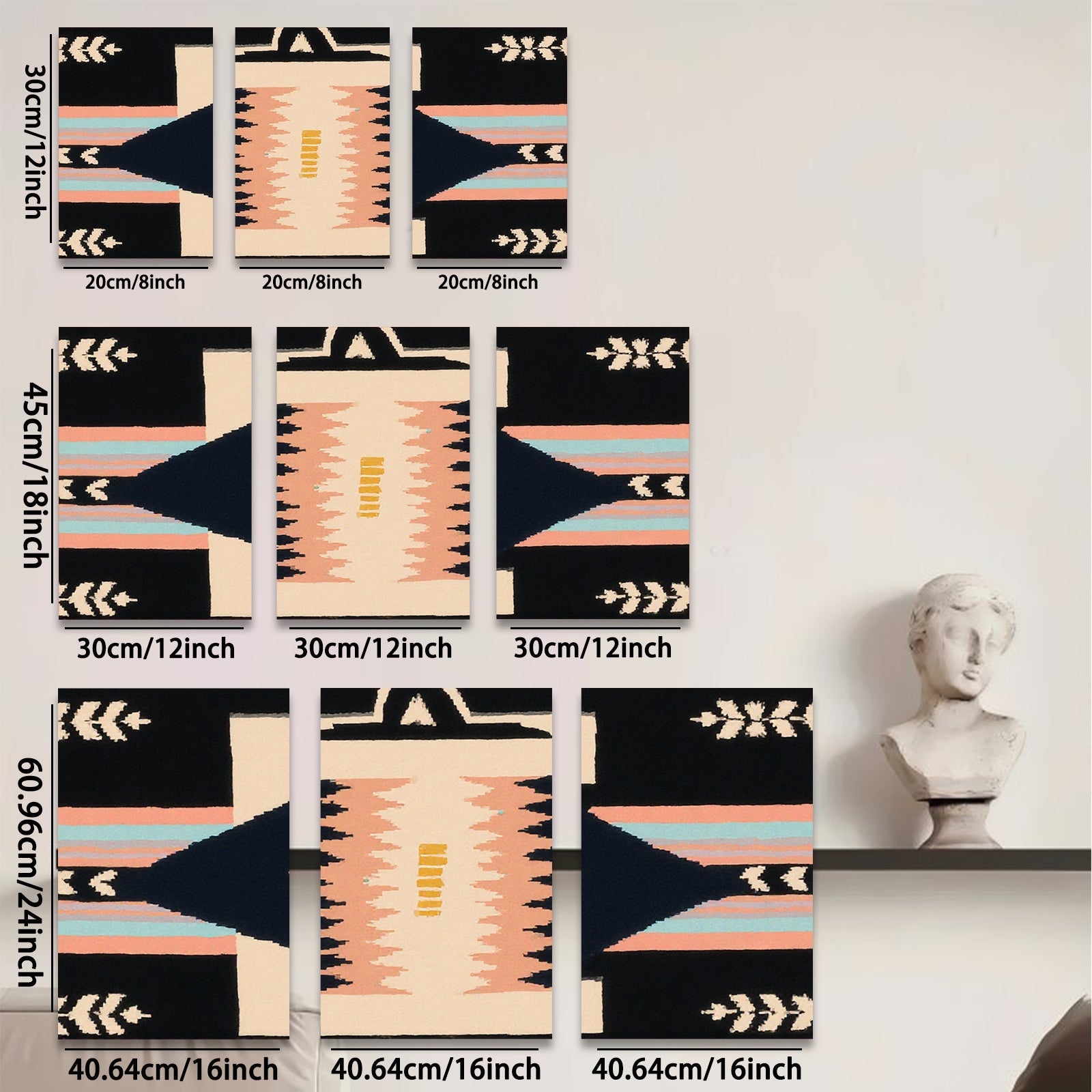 2D flat 1pc Navajo geometric textile wall art bedroom living room farmhouse rustic modern gallery wrapped canvas print