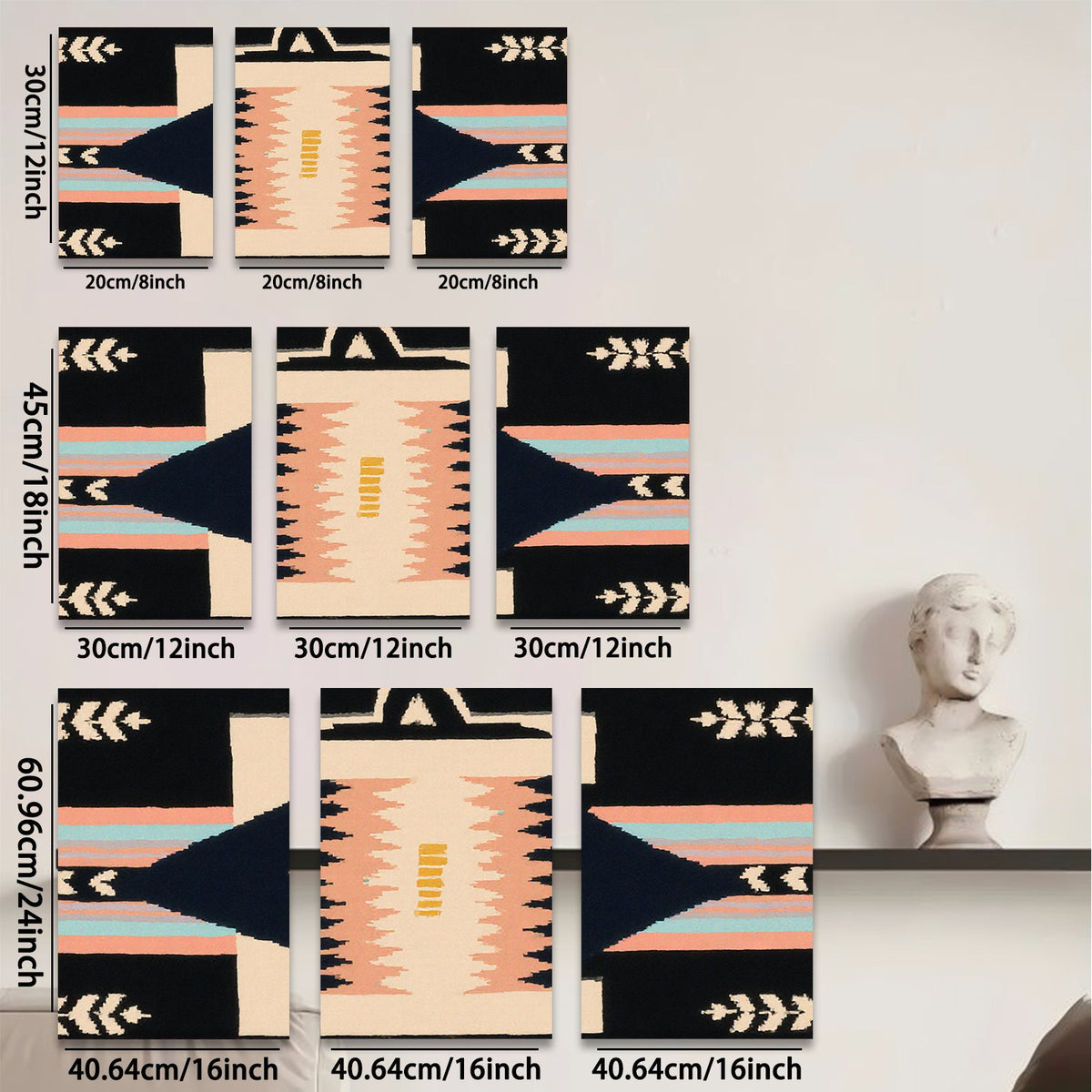 2D flat 1pc Navajo geometric textile wall art bedroom living room farmhouse rustic modern gallery wrapped canvas print