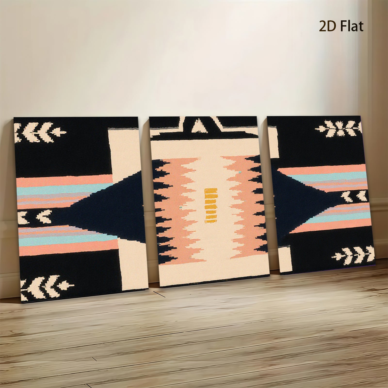 2D flat 1pc Navajo geometric textile wall art bedroom living room farmhouse rustic modern gallery wrapped canvas print