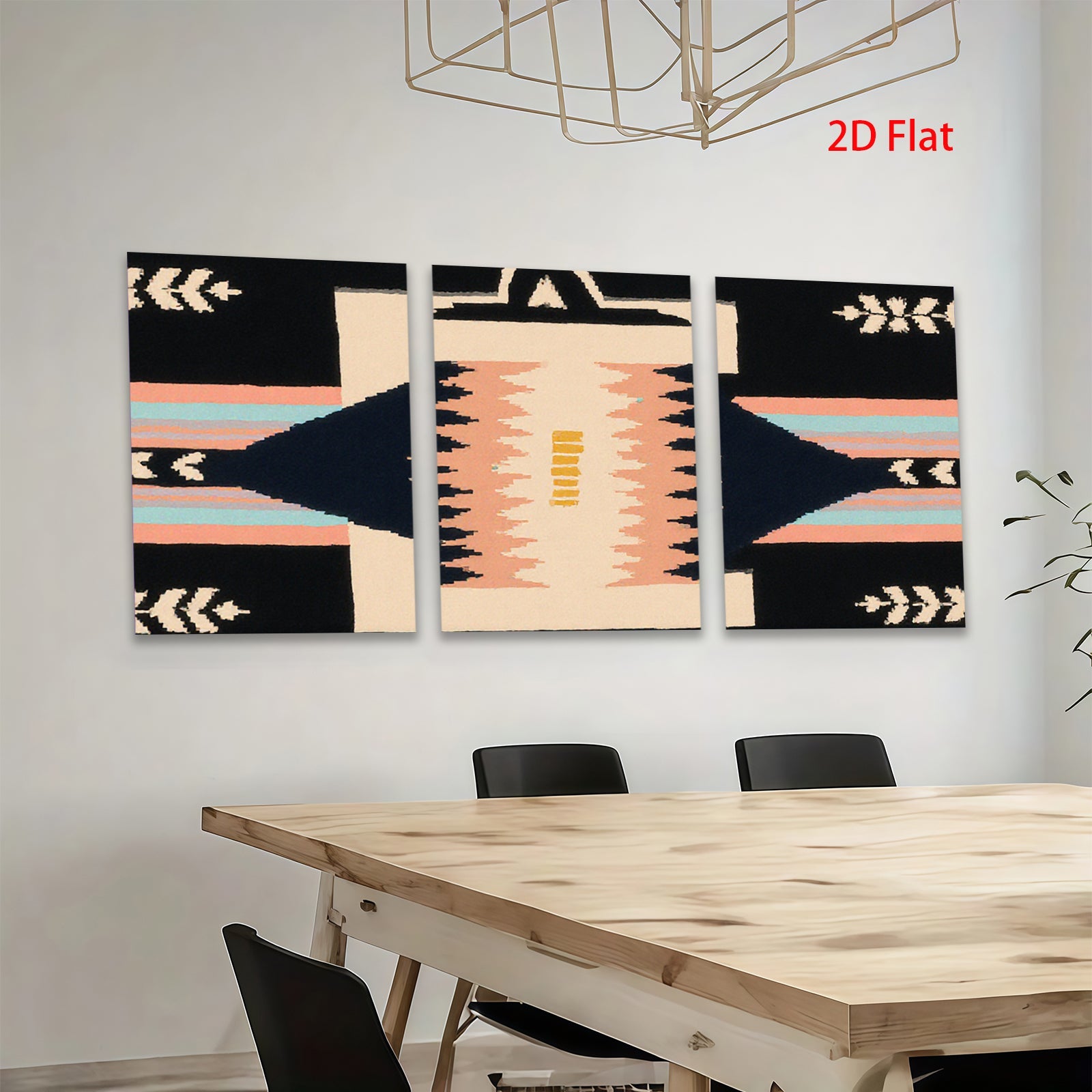 2D flat 1pc Navajo geometric textile wall art bedroom living room farmhouse rustic modern gallery wrapped canvas print