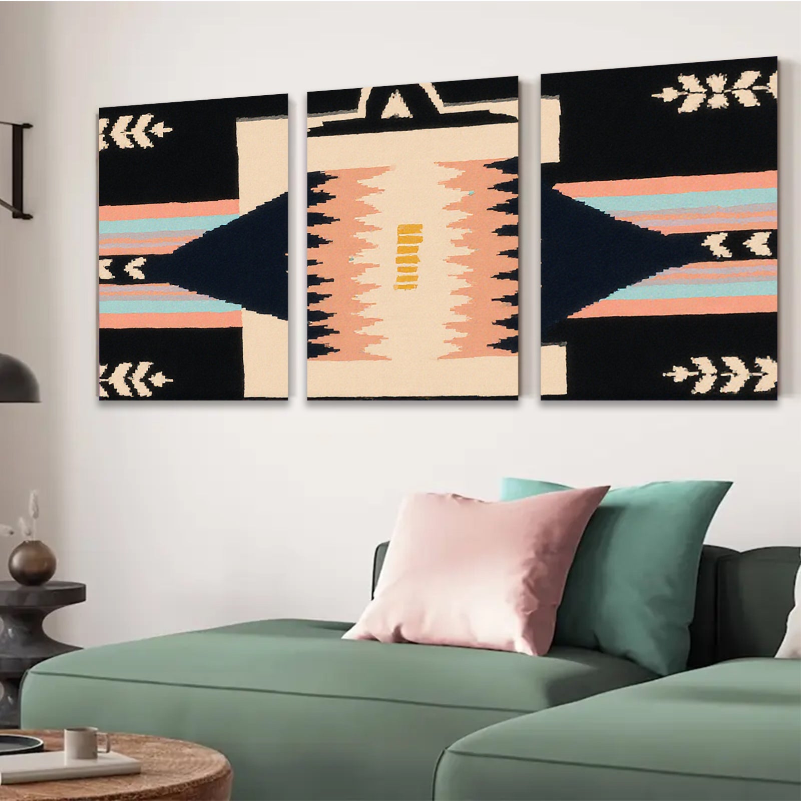 2D flat 1pc Navajo geometric textile wall art bedroom living room farmhouse rustic modern gallery wrapped canvas print