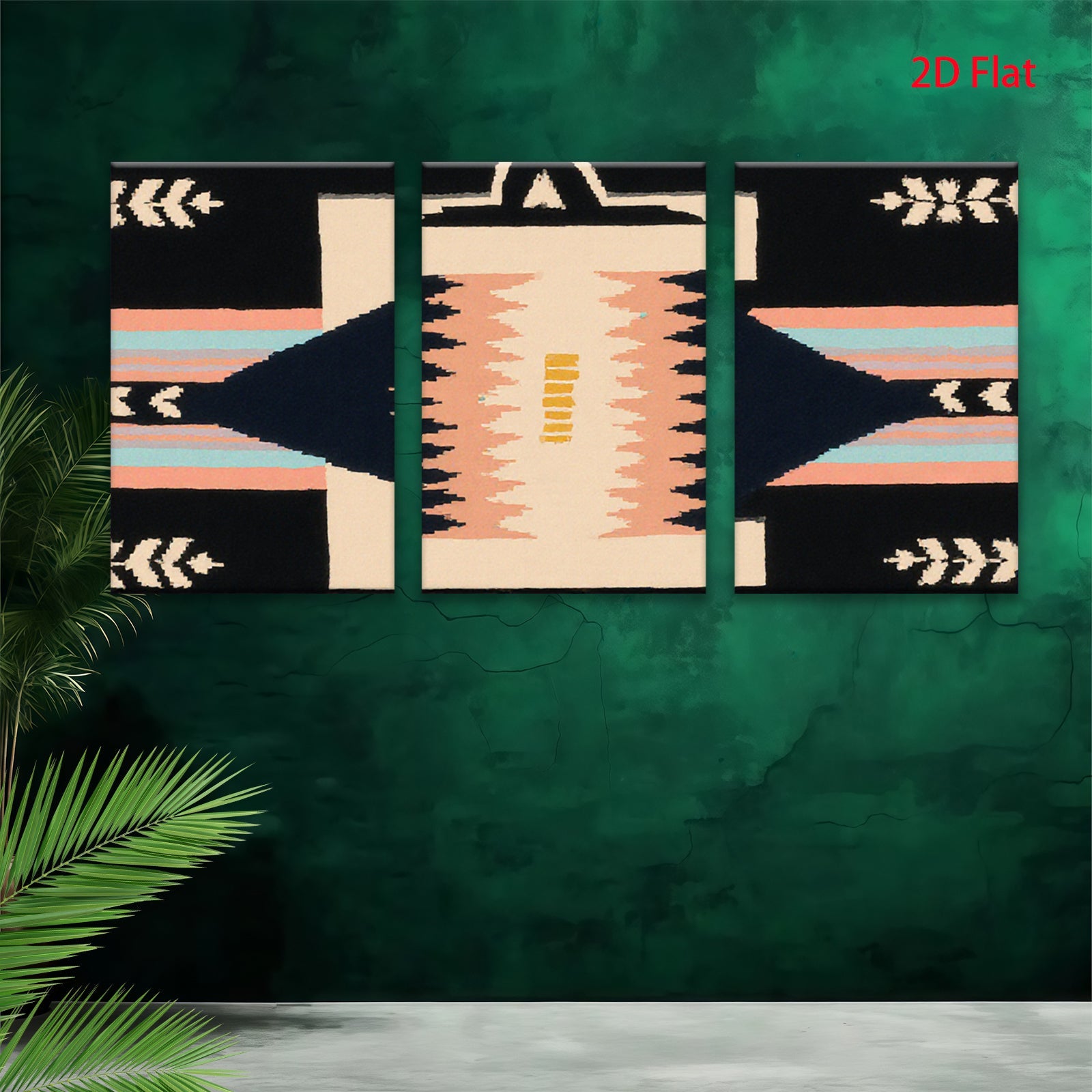 2D flat 1pc Navajo geometric textile wall art bedroom living room farmhouse rustic modern gallery wrapped canvas print