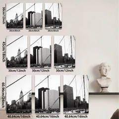 2D flat 1pc New York City Skyline Abstract Wall Art Decor Modern Home Office Living Room Canvas Prints Framed Ready to Hang Gallery Wrapped Gift Ideas Trending Now