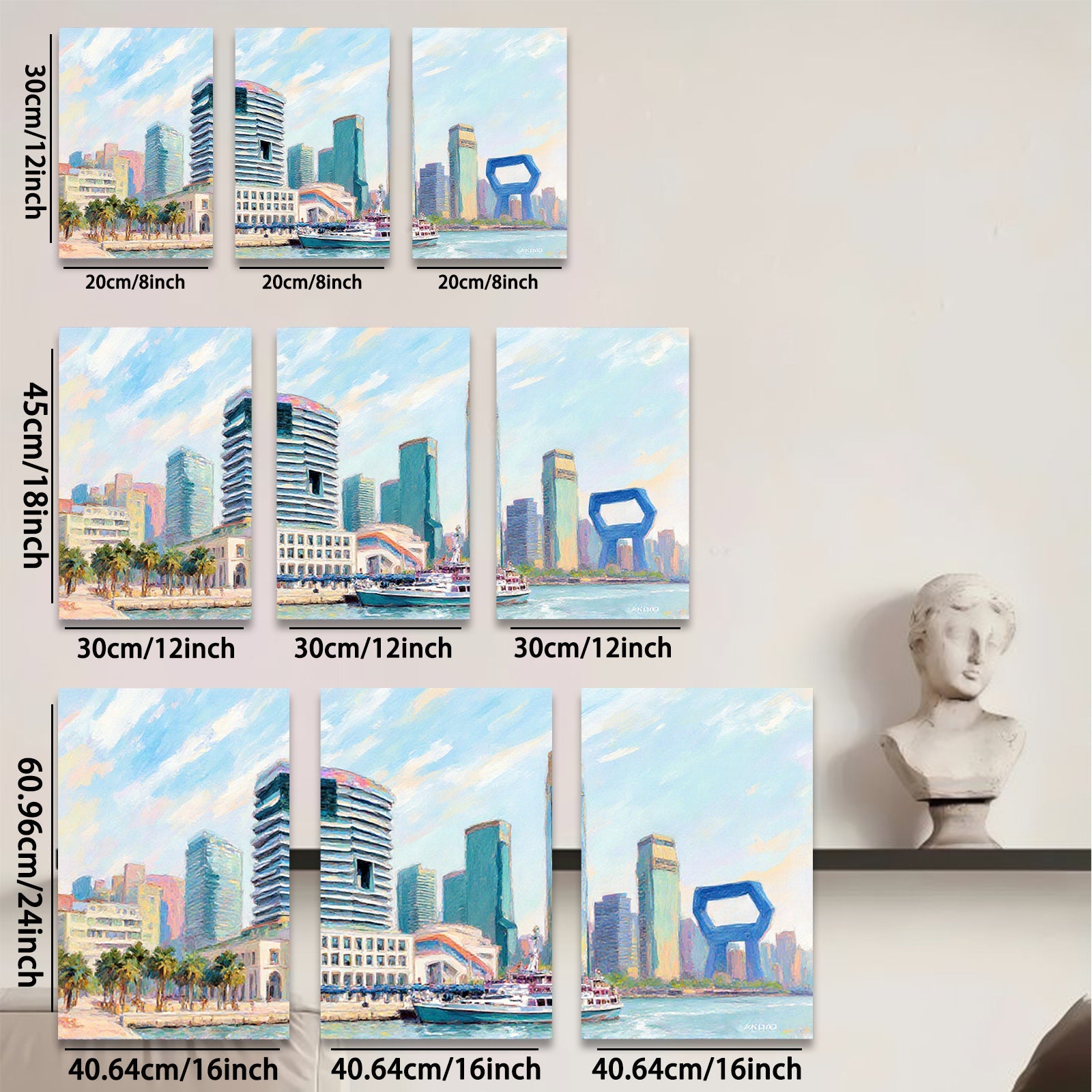 2D flat 1pc New York City Skyline Harbor View Boat Coastal Wall Art Living Room Bedroom Decor Modern Farmhouse Canvas Prints Wrapped Ready To Hang