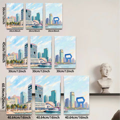 2D flat 1pc New York City Skyline Harbor View Boat Coastal Wall Art Living Room Bedroom Decor Modern Farmhouse Canvas Prints Wrapped Ready To Hang