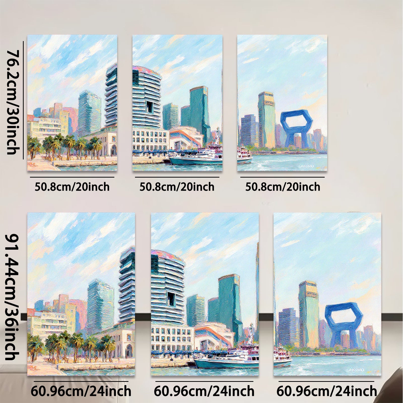 2D flat 1pc New York City Skyline Harbor View Boat Coastal Wall Art Living Room Bedroom Decor Modern Farmhouse Canvas Prints Wrapped Ready To Hang