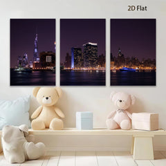 2D flat 1pc New York City skyline night view wall art bedroom living room home decor modern farmhouse gallery wrapped canvas prints