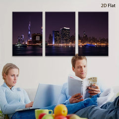 2D flat 1pc New York City skyline night view wall art bedroom living room home decor modern farmhouse gallery wrapped canvas prints