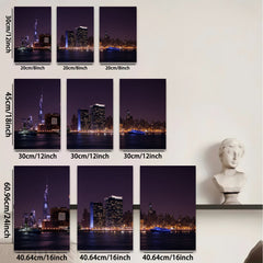 2D flat 1pc New York City skyline night view wall art bedroom living room home decor modern farmhouse gallery wrapped canvas prints