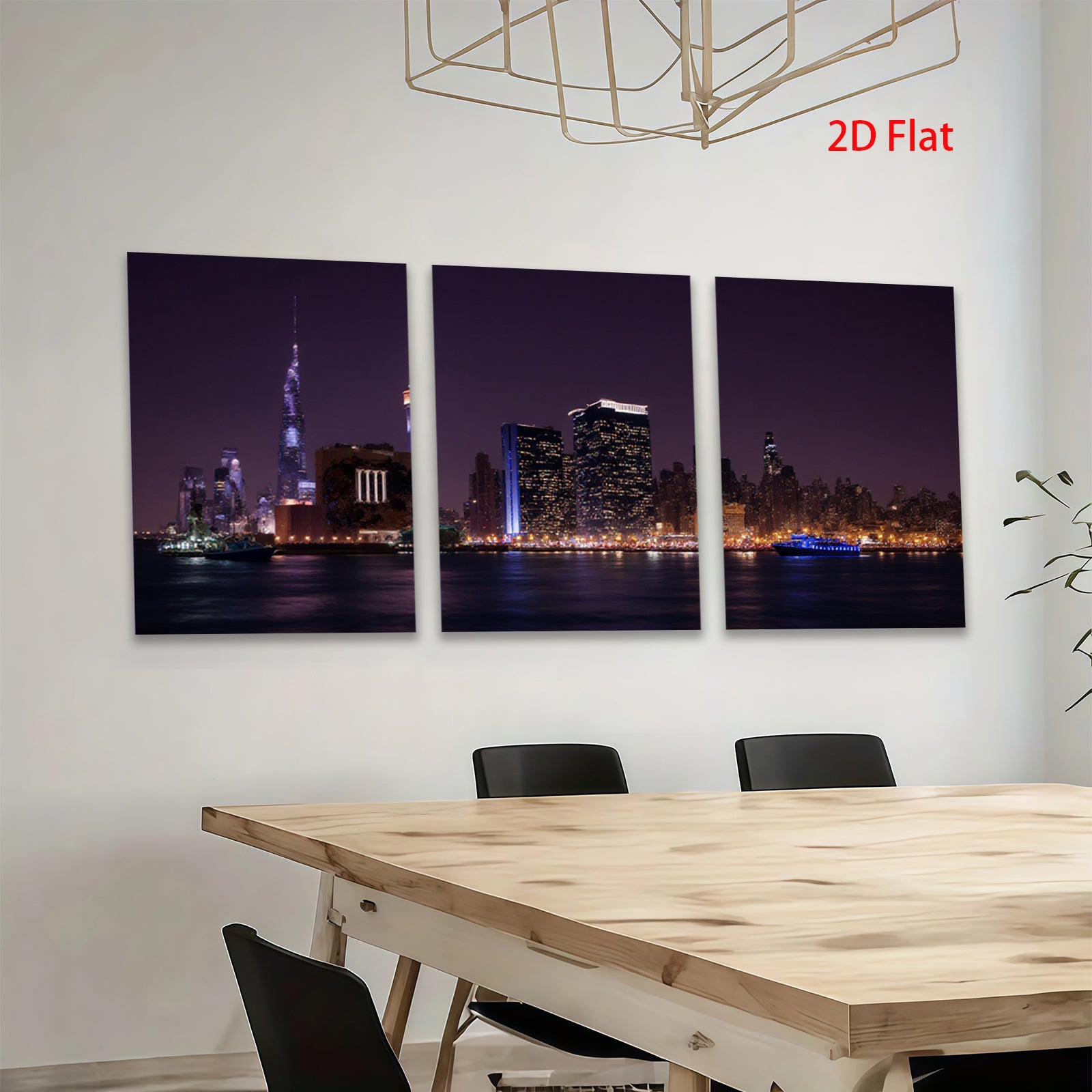 2D flat 1pc New York City skyline night view wall art bedroom living room home decor modern farmhouse gallery wrapped canvas prints