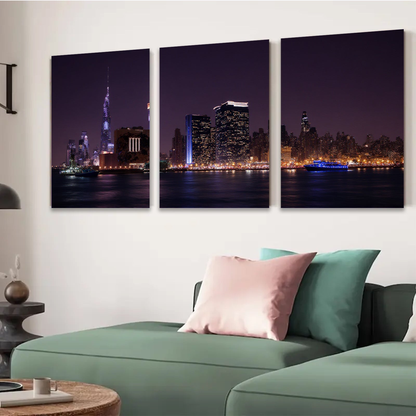 2D flat 1pc New York City skyline night view wall art bedroom living room home decor modern farmhouse gallery wrapped canvas prints