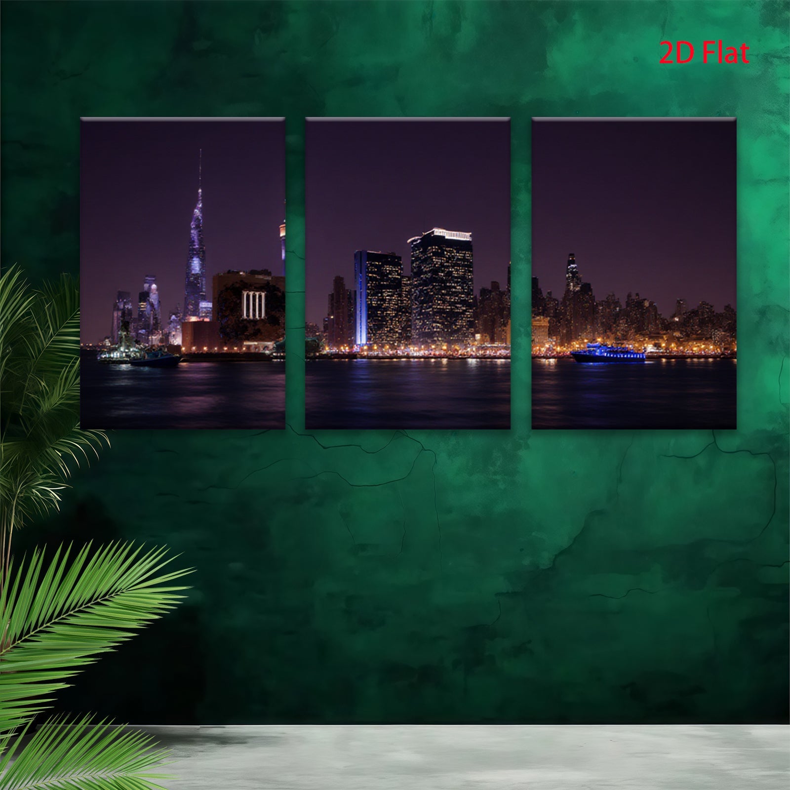 2D flat 1pc New York City skyline night view wall art bedroom living room home decor modern farmhouse gallery wrapped canvas prints