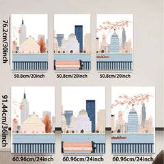 2D flat 1pc New York City skyline park bench view modern wall art for living room bedroom home decor farmhouse style canvas prints