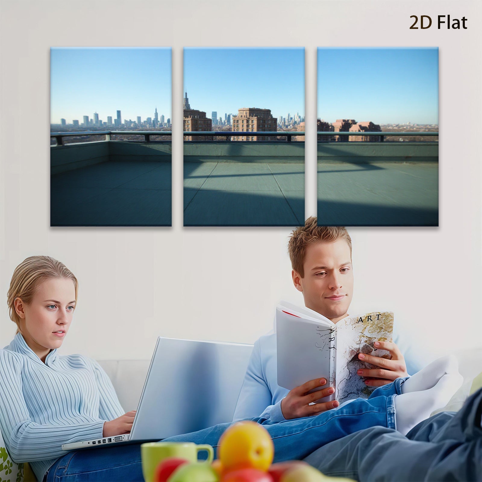2D flat 1pc New York City skyline vista modern farmhouse wall art living room bedroom decor gallery wrapped canvas prints for home office stylish