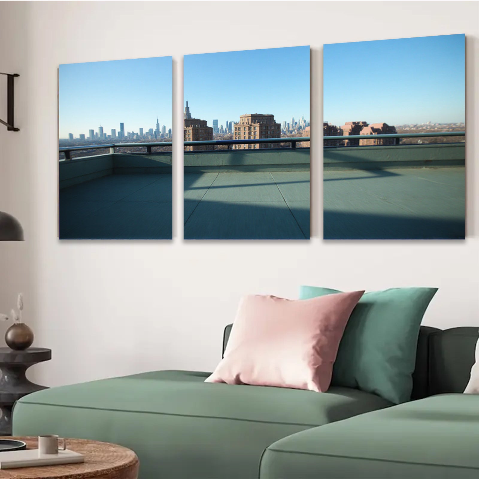 2D flat 1pc New York City skyline vista modern farmhouse wall art living room bedroom decor gallery wrapped canvas prints for home office stylish