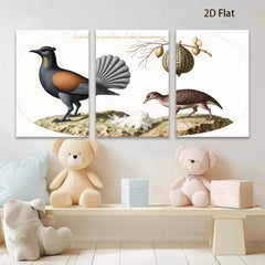 2D flat 1pc New Zealand native birds botanical wall art print farmhouse living room decor gallery wrapped canvas modern minimalist style
