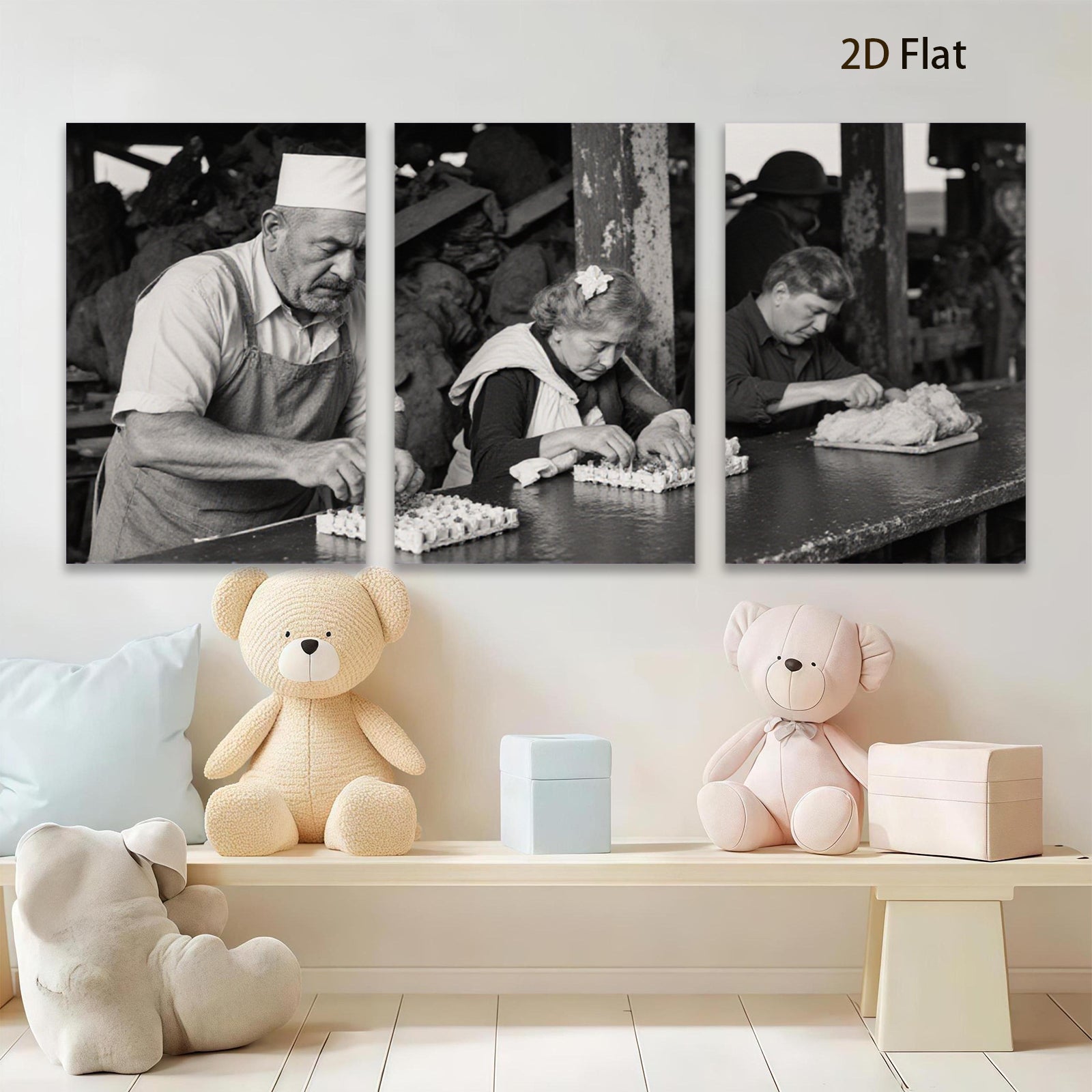 2D flat 1pc Old World Charm Baking Scene Kitchen Decor Farmhouse Wall Art Rustic Living Room Canvas Prints Modern Minimalist Gallery Wrapped