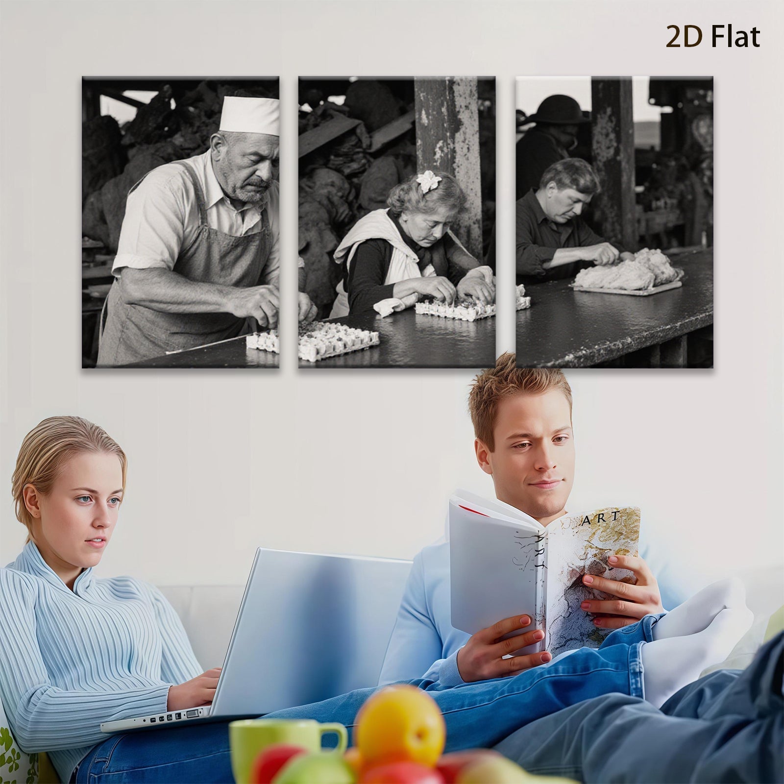 2D flat 1pc Old World Charm Baking Scene Kitchen Decor Farmhouse Wall Art Rustic Living Room Canvas Prints Modern Minimalist Gallery Wrapped