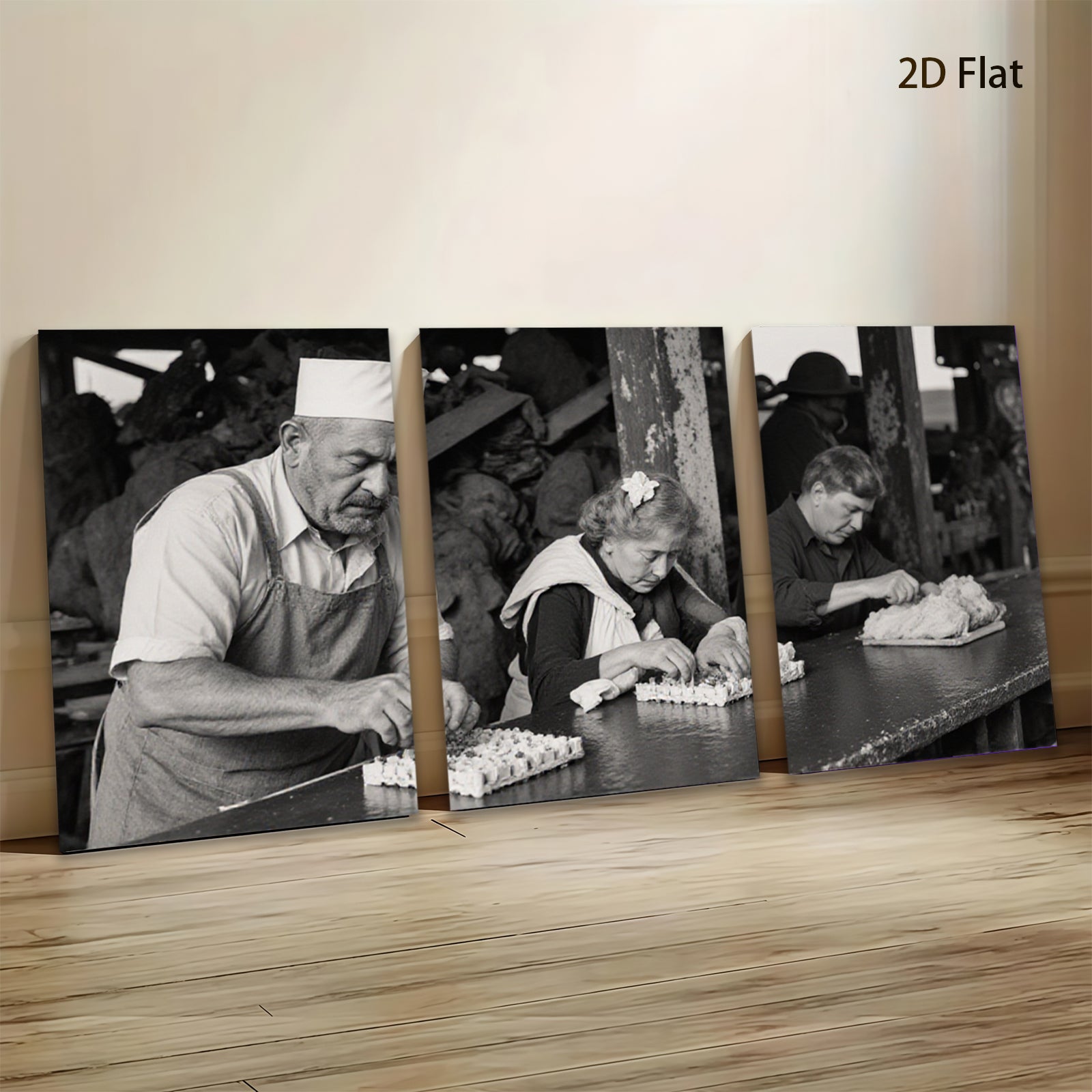 2D flat 1pc Old World Charm Baking Scene Kitchen Decor Farmhouse Wall Art Rustic Living Room Canvas Prints Modern Minimalist Gallery Wrapped