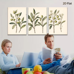 2D flat 1pc Olive Branch Botanical Wall Art Farmhouse Decor Living Room Bedroom Gallery Wrapped Canvas Prints Modern Minimalist Aesthetic