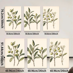2D flat 1pc Olive Branch Botanical Wall Art Farmhouse Decor Living Room Bedroom Gallery Wrapped Canvas Prints Modern Minimalist Aesthetic