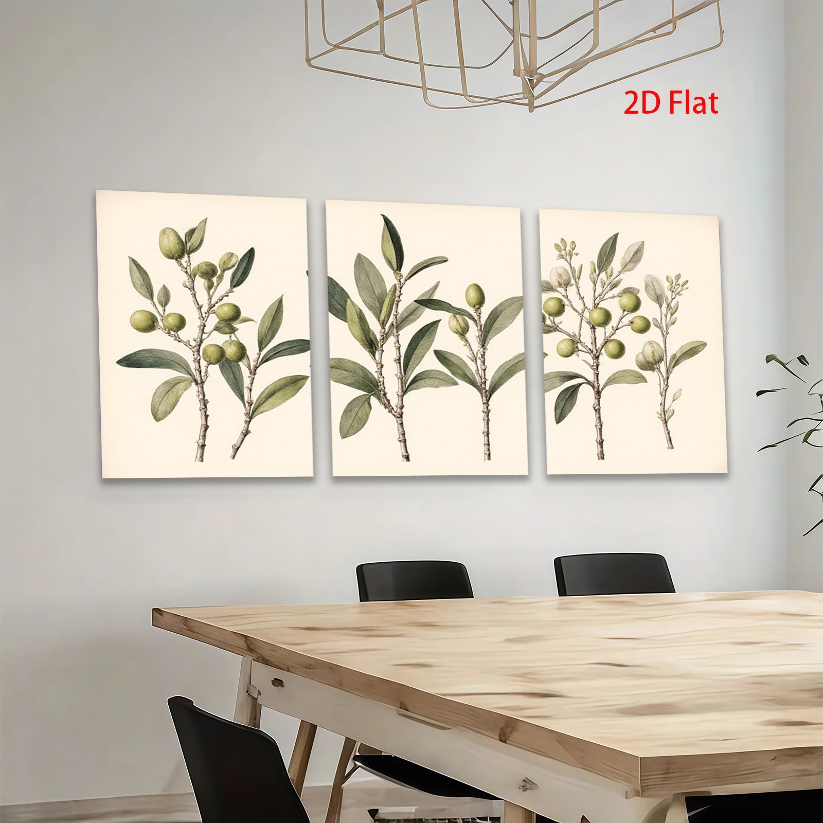 2D flat 1pc Olive Branch Botanical Wall Art Farmhouse Decor Living Room Bedroom Gallery Wrapped Canvas Prints Modern Minimalist Aesthetic
