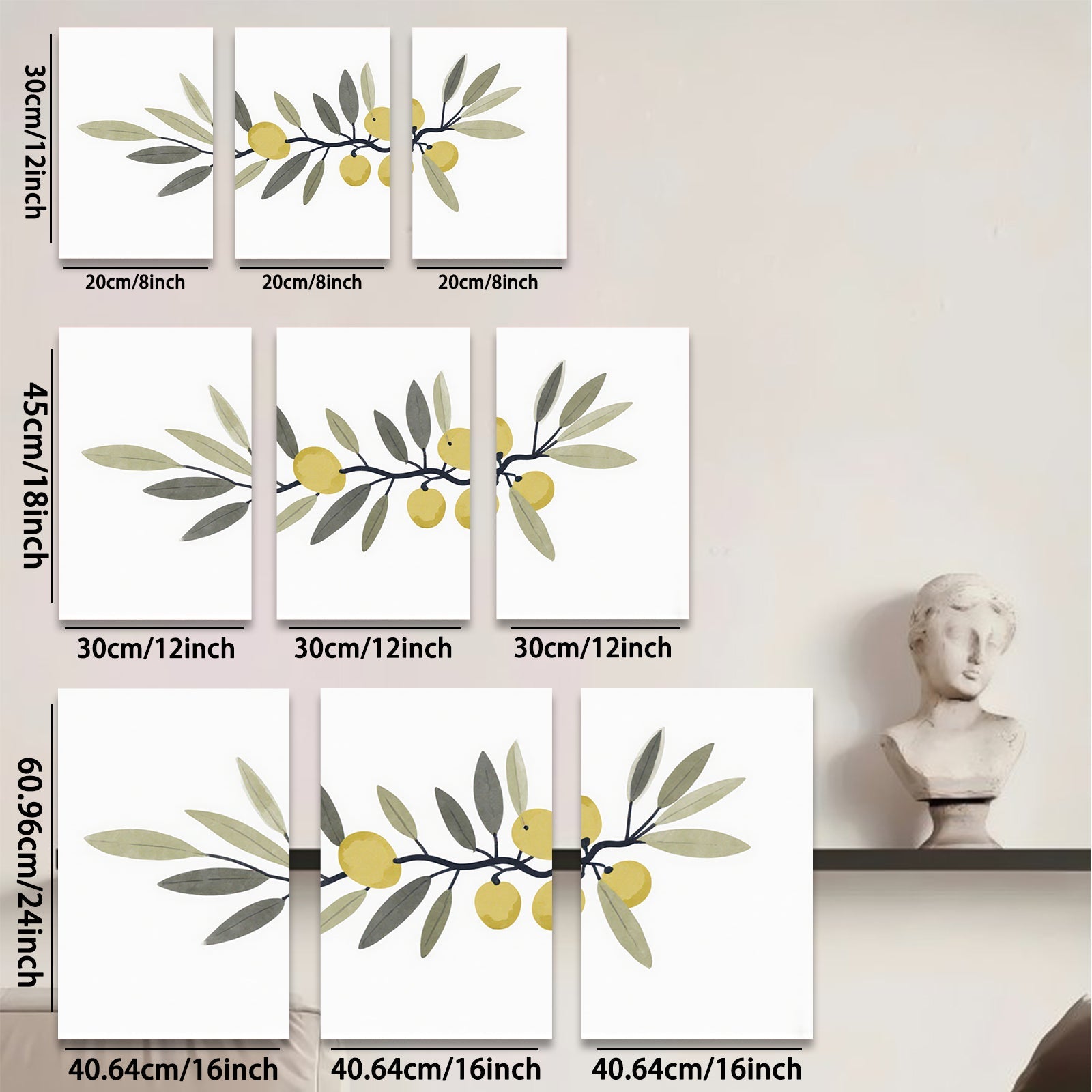 2D flat 1pc Olive Branch Painting Botanical Wall Art Decor Farmhouse Living Room Bedroom Kitchen Home Office Gallery Wrapped Canvas Prints Modern Minimalist Artwork Trending Now