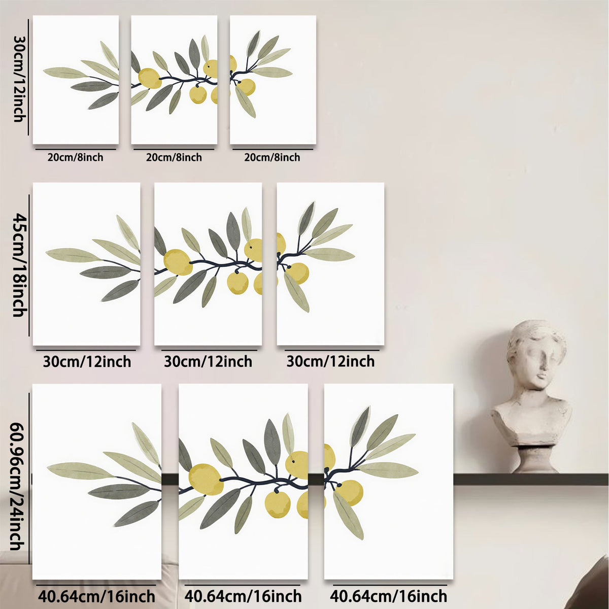 2D flat 1pc Olive Branch Painting Botanical Wall Art Decor Farmhouse Living Room Bedroom Kitchen Home Office Gallery Wrapped Canvas Prints Modern Minimalist Artwork Trending Now