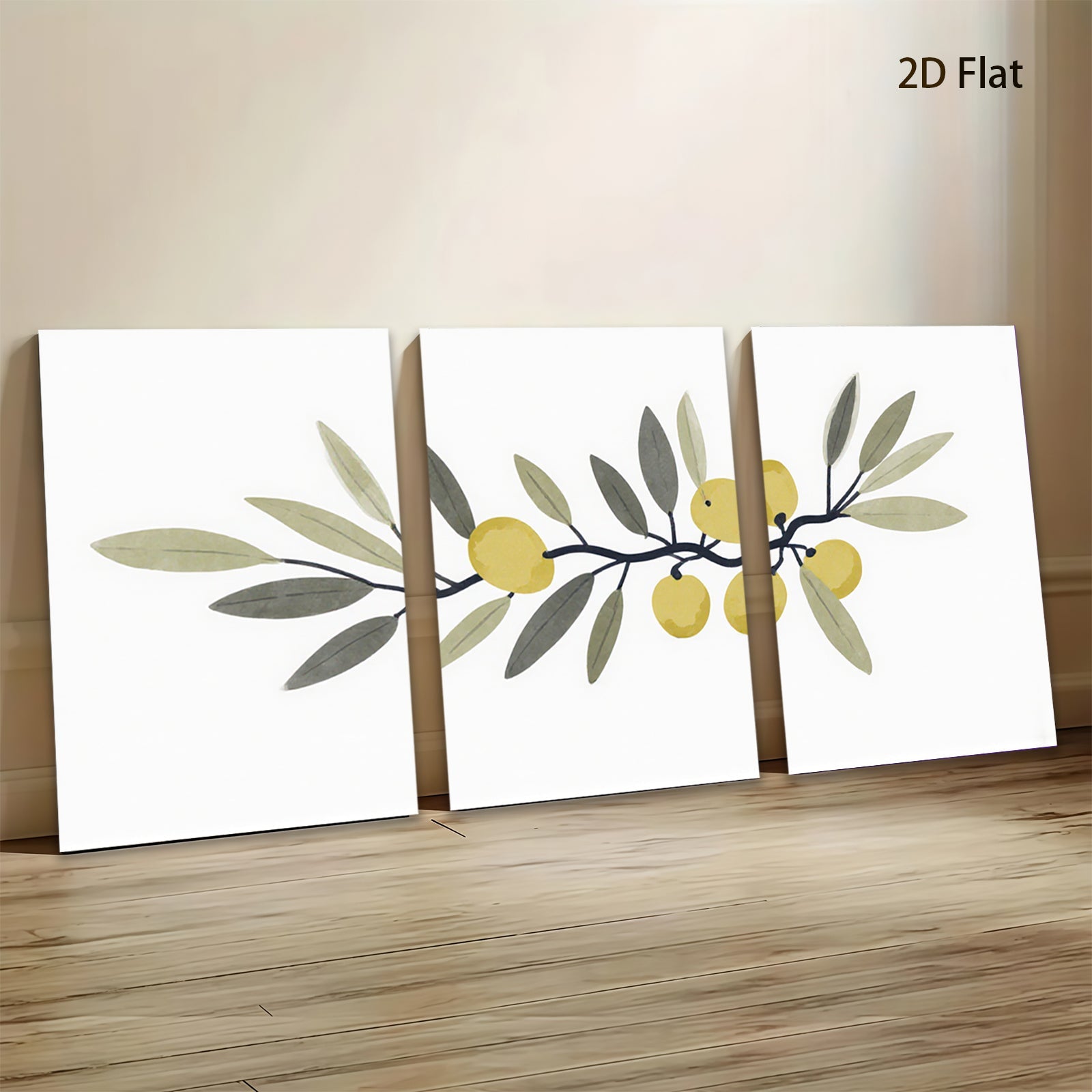 2D flat 1pc Olive Branch Painting Botanical Wall Art Decor Farmhouse Living Room Bedroom Kitchen Home Office Gallery Wrapped Canvas Prints Modern Minimalist Artwork Trending Now