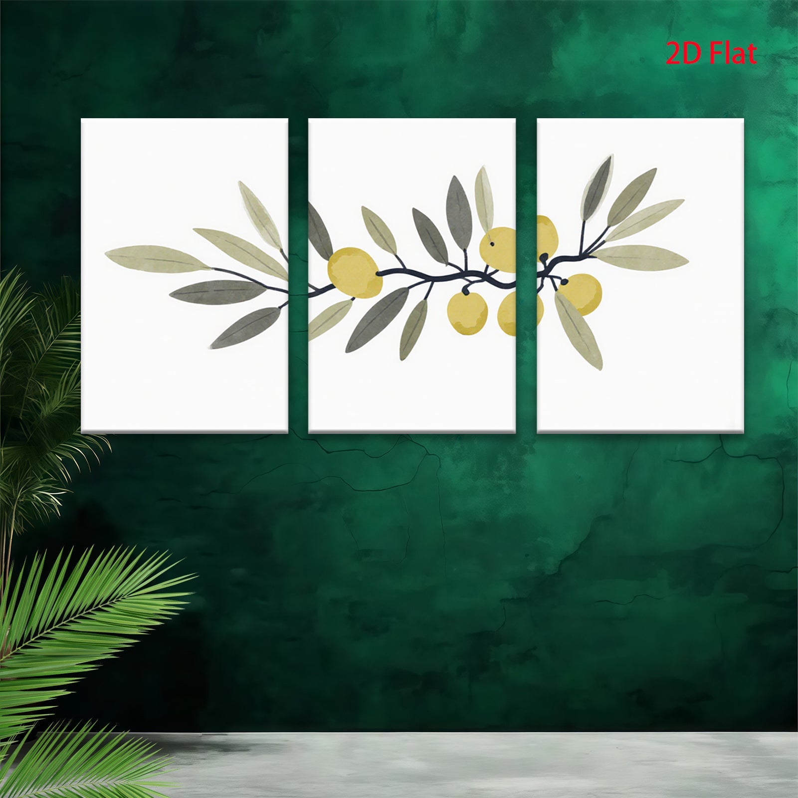 2D flat 1pc Olive Branch Painting Botanical Wall Art Decor Farmhouse Living Room Bedroom Kitchen Home Office Gallery Wrapped Canvas Prints Modern Minimalist Artwork Trending Now