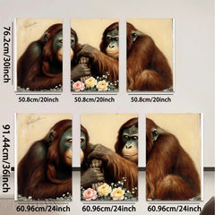 2D flat 1pc Orangutan Pair Portrait Animal Wildlife Canvas Wall Art Decor Living Room Bedroom Modern Farmhouse Gallery Wrapped Ready to Hang