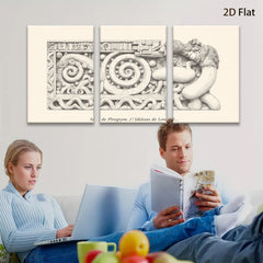 2D flat 1pc Ornate Carved Lion Head Frieze Wall Decor Gallery Wrapped Canvas Living Room Bedroom Home Accent Rustic Farmhouse Style Modern Minimalist