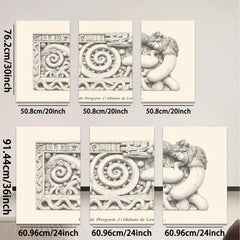 2D flat 1pc Ornate Carved Lion Head Frieze Wall Decor Gallery Wrapped Canvas Living Room Bedroom Home Accent Rustic Farmhouse Style Modern Minimalist