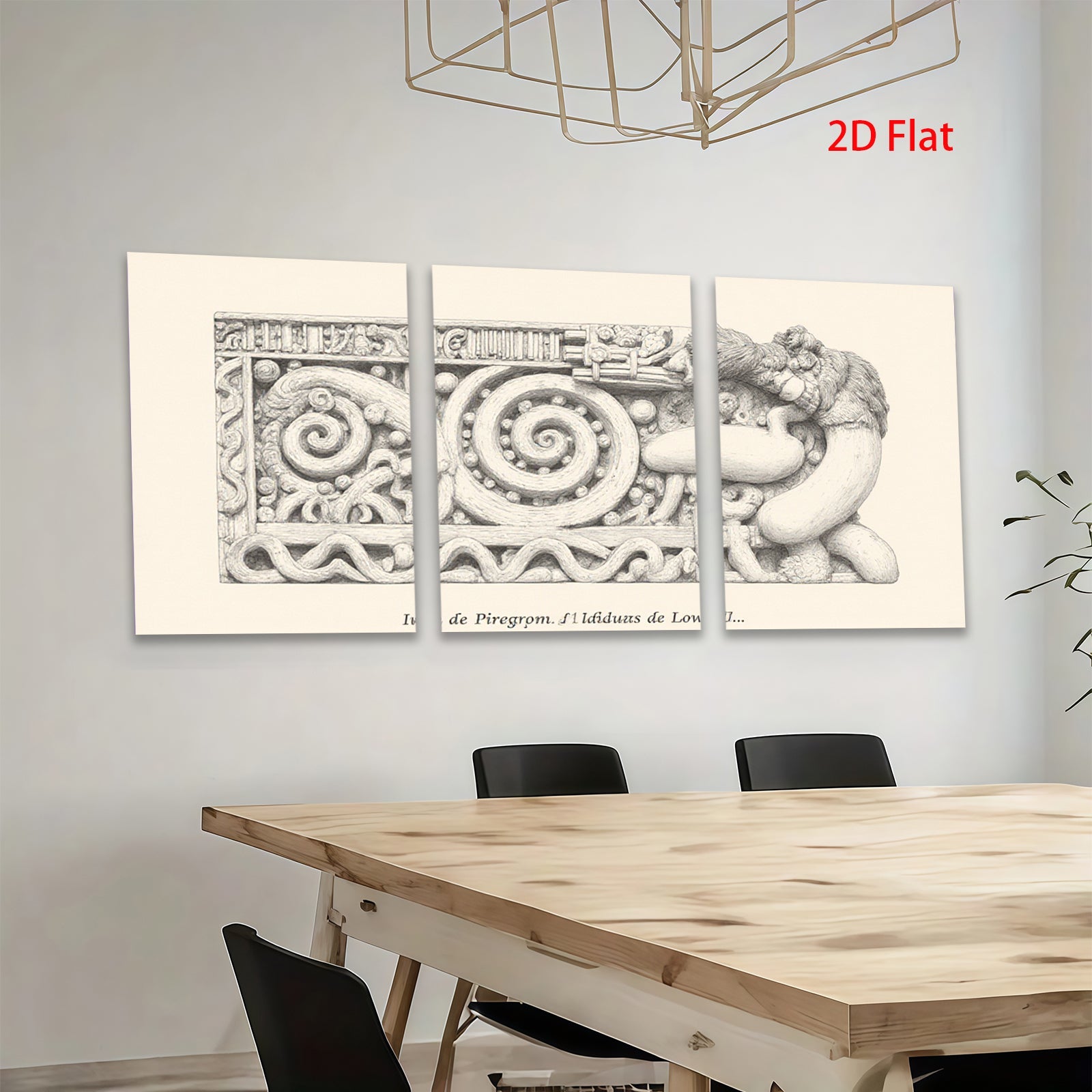 2D flat 1pc Ornate Carved Lion Head Frieze Wall Decor Gallery Wrapped Canvas Living Room Bedroom Home Accent Rustic Farmhouse Style Modern Minimalist